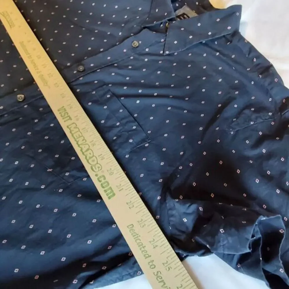 Banana Republic Shirt Mens Short sleeve XLarge Blue Geometric Stretch Cotton‎